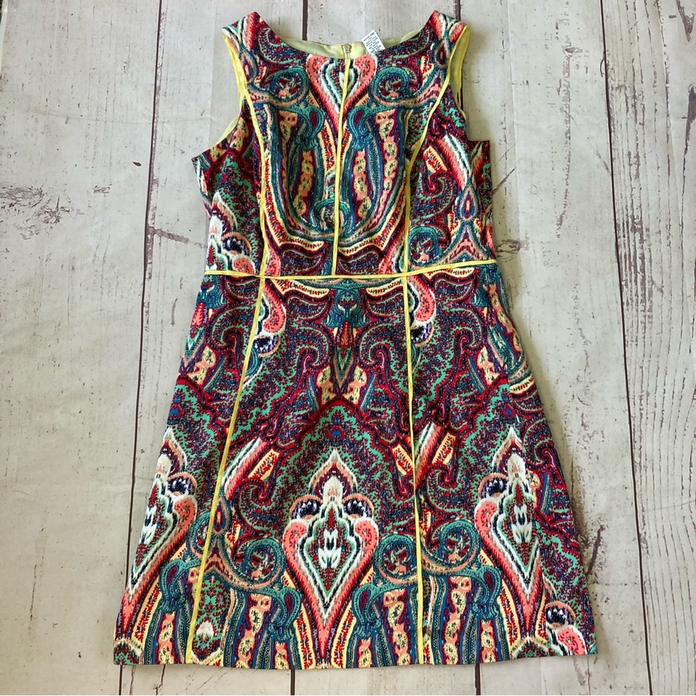 Robbie Bee Women’s 12 Knee Length Sleeveless Sheath Dress Multicolor Printed